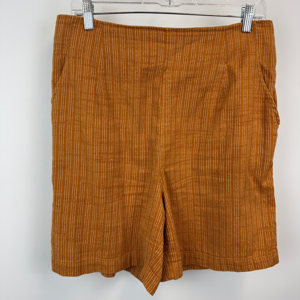 Ace & Jig Orange White Striped Cotton Shorts Elastic Waist Pockets Womens Medium